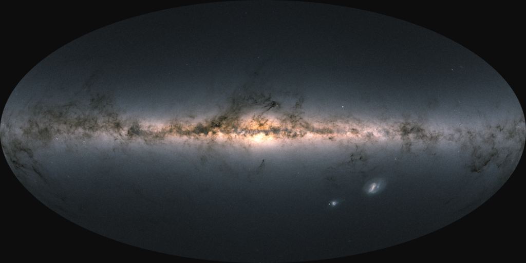 This is not a photo of the Milky Way.  It is the map of 1.8 billion stars from Gaia's largest new data release