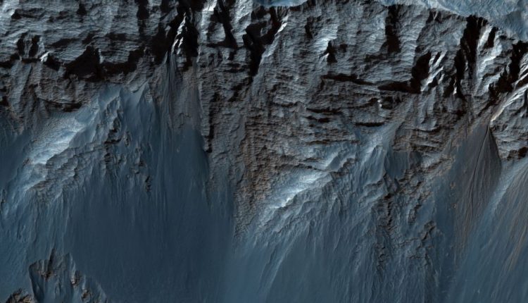 Layers on layers of rock in Candor Chasma on Mars

