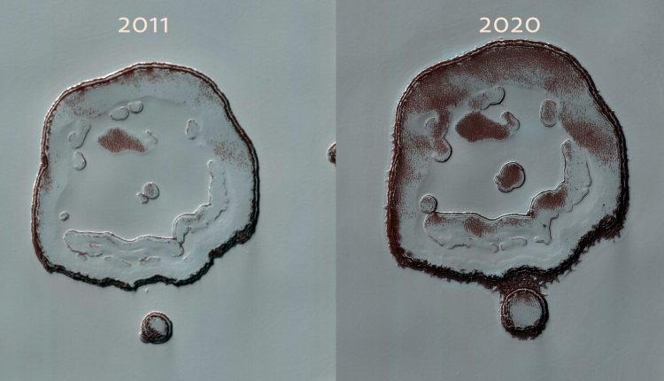 The "Happy Face Crater" on Mars has changed right before our eyes

