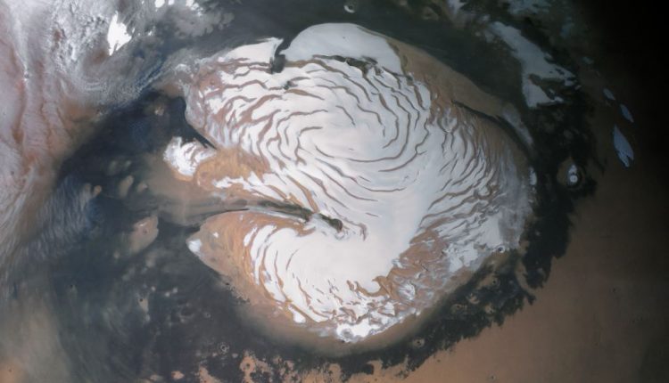 How old is the ice at the north pole of Mars?


