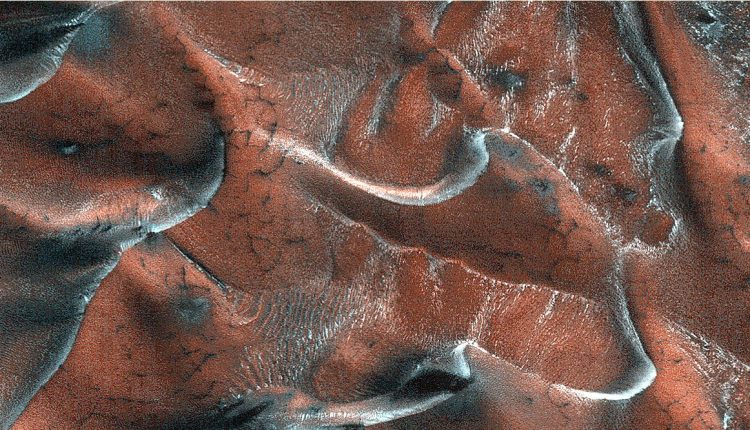 Frosty sand dunes on Mars


