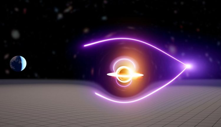 A medium-mass black hole discovered through the gravitational lens of a gamma-ray burst

