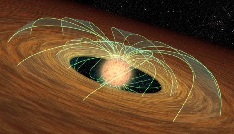 Forming Star's Magnetic Field Interacting With Disc Credit: NASA/JPL-Caltech/R. Hurt (SSC).