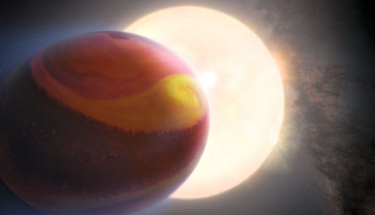 An artist impression of Tylos, also known as WASP-121 b. It has a hot exoplanet atmosphere that seems to be changing over time. Courtesy: NASA, ESA, Q. Changeat et al., M. Zamani (ESA/Hubble