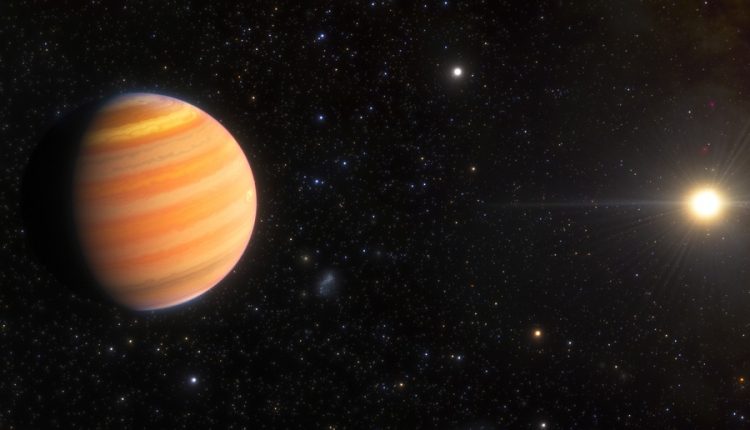 This artist’s impression shows a Jupiter-like exoplanet that is on its way to becoming a hot Jupiter — a large, Jupiter-like exoplanet that orbits very close to its star. Courtesy: NOIRLab/NSF/AURA/J. da Silva