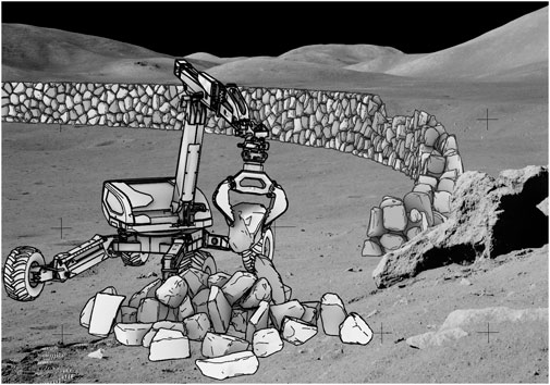 Lunar infrastructure could be protected by autonomous construction of a rock wall