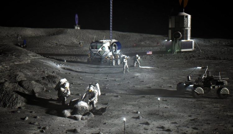 Artist's impression of astronauts on the lunar surface, as part of the Artemis Program. Credit: NASA