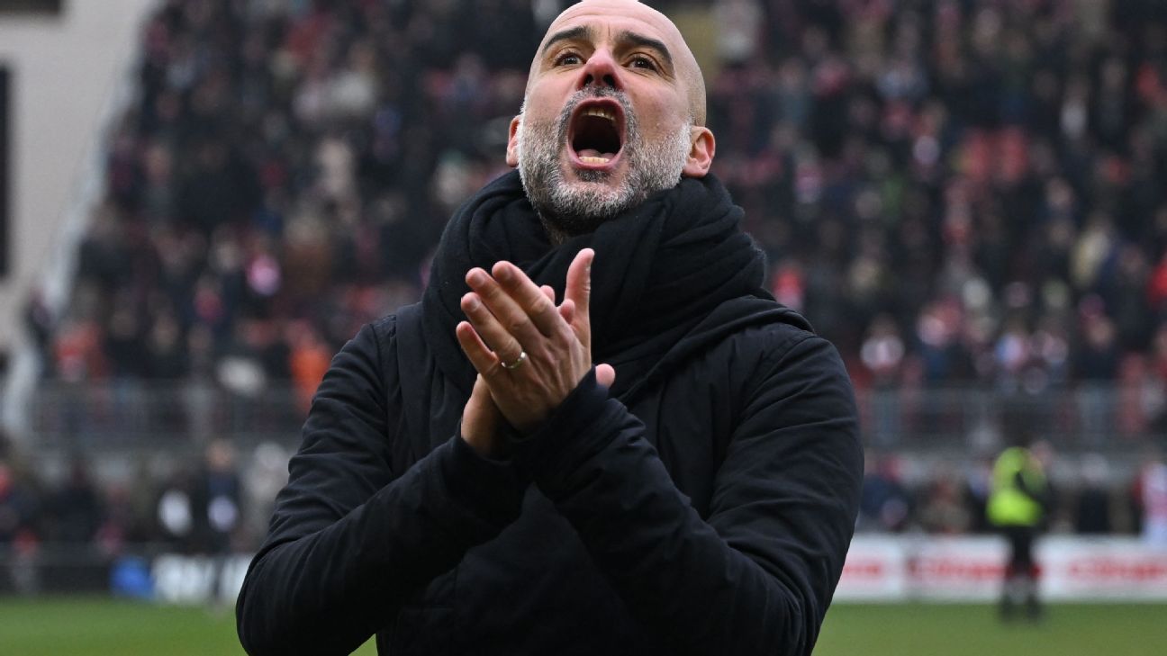 Pep Guardiola from Man City makes fun of 'sagging' chants in the FA Cup victory