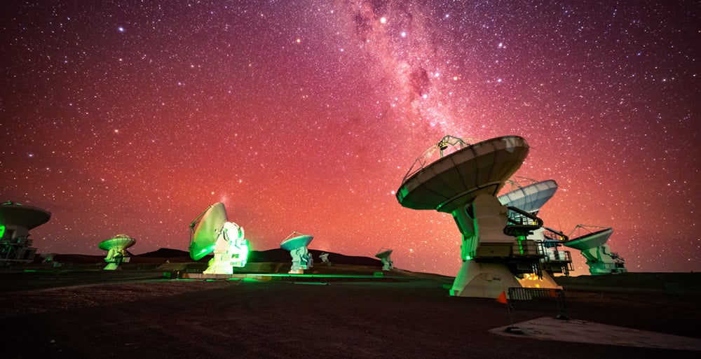 The Atacama Large Millimeter Array in Chile tracked emissions from molecules in the Central Molecular Zone of the Milky Way. Credit NSF/AUI/NRAO/B. Foott