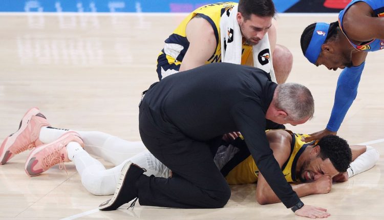 The Tyrese -Haliburton of Pacers injured game 7 with right leg injury

