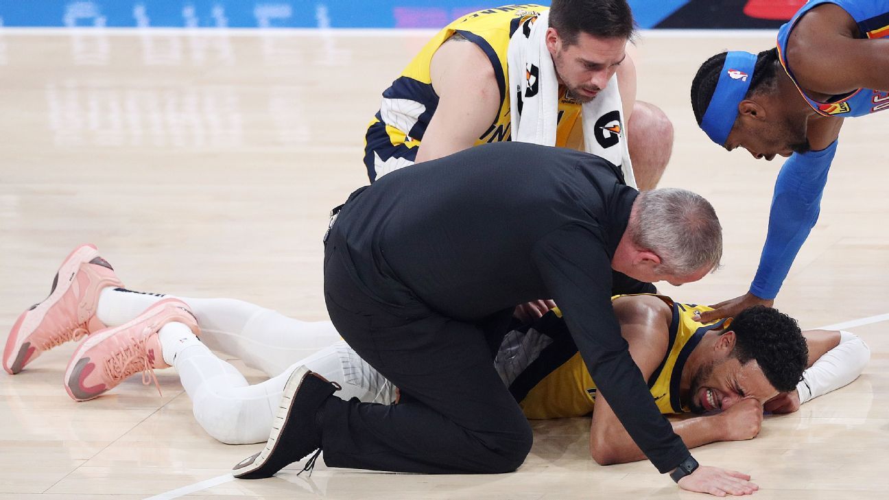 The Tyrese -Haliburton of Pacers injured game 7 with right leg injury