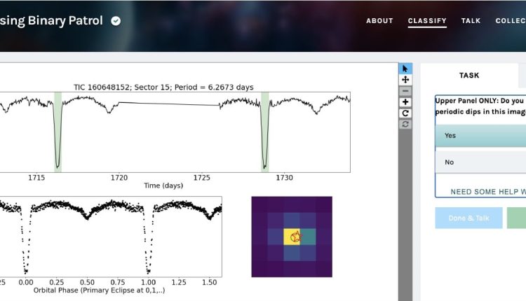 A screenshot of the Zooniverse Eclipsing Binary interface. Credit - V Kostov et al.