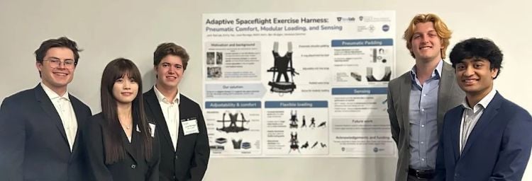 Image of the Rice University students who designed this novel astronaut exercise harness that could make it easier to exercise in space. (Credit: Rice University)