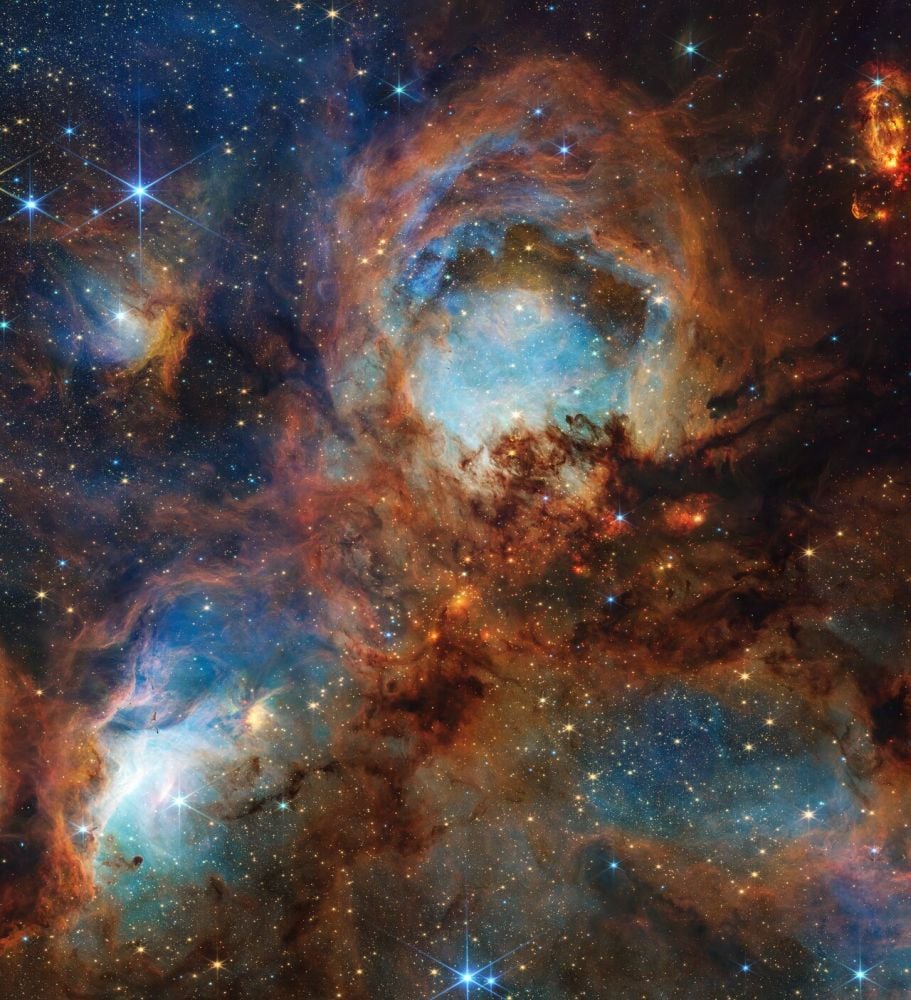 The Cat's Paw Nebula in all its glory, as revealed by the JWST on its third anniversary of science operations. Image Credit: NASA, ESA, CSA, STScI