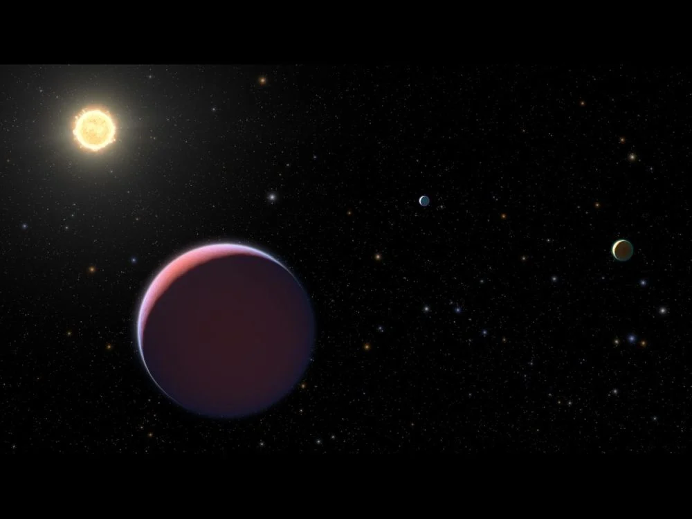 This artist's illustration shows Kepler-51d orbiting its Sun-like star about 2,600 light-years away. The exoplanet is a super-puff planet, an odd type of world with extremely low densities. It's unclear how these types of planets form, and new research uses JWST observations to try to understand them. Unfortunately, the exoplanet's thick haze poses a challenge. Image Credit: NASA, ESA, and L. Hustak, J. Olmsted, D. Player and F. Summers (STScI).